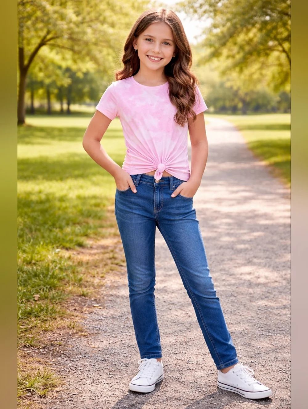 Children’s Place Girls Size 10 Straight Leg Jeans Blue Denim Adjustable Waist St